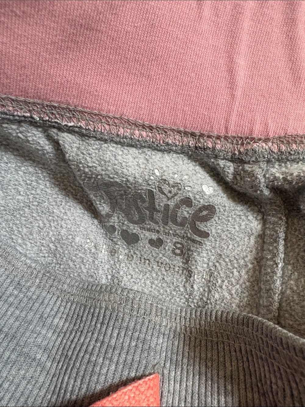 Justice Gray Sweatpants with Pink Trim and Side Logo